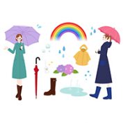 雨グッズと女性