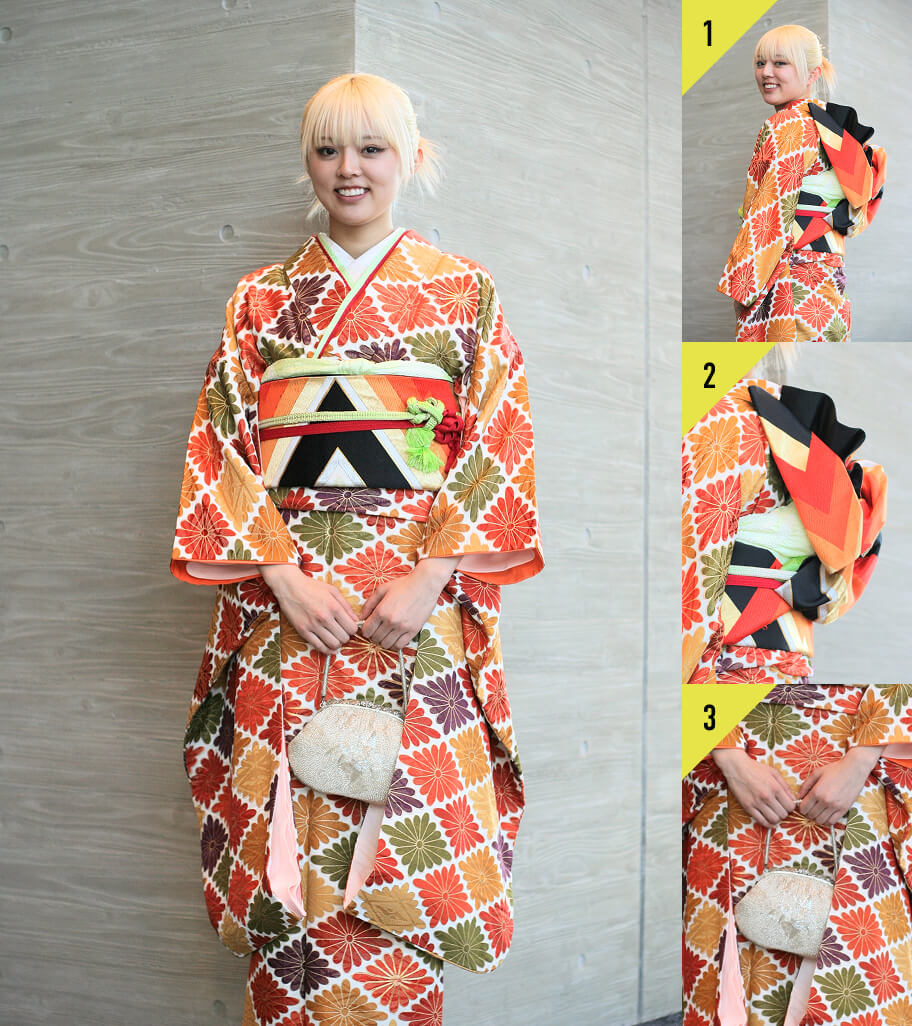個性的成人式振袖コーデレシピ「りこ」さんの着こなし